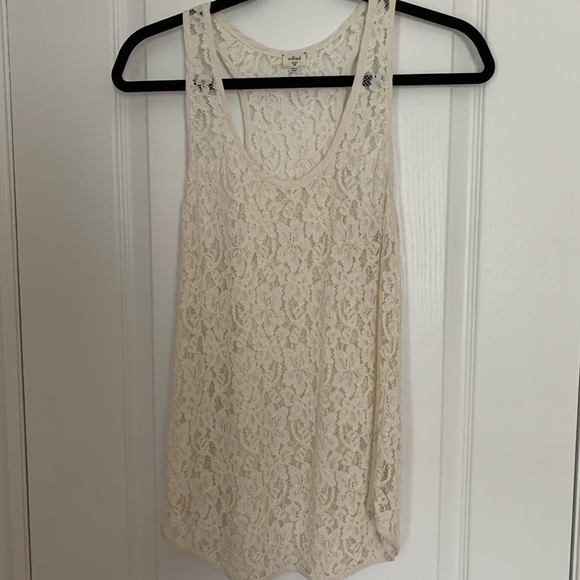 Aritzia Wilfred Cream Lace Racerback tank top - Picture 1 of 5